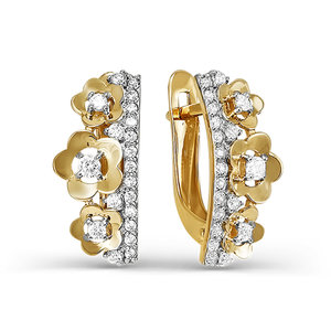 Серьги  с фианитами из красного золота 585