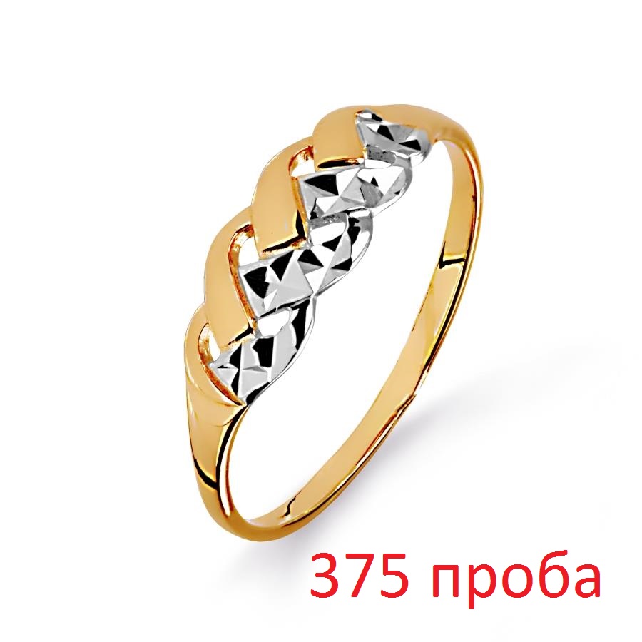 Кольцо с алмазной гранью из красного золота 375 с родированием Т24061410