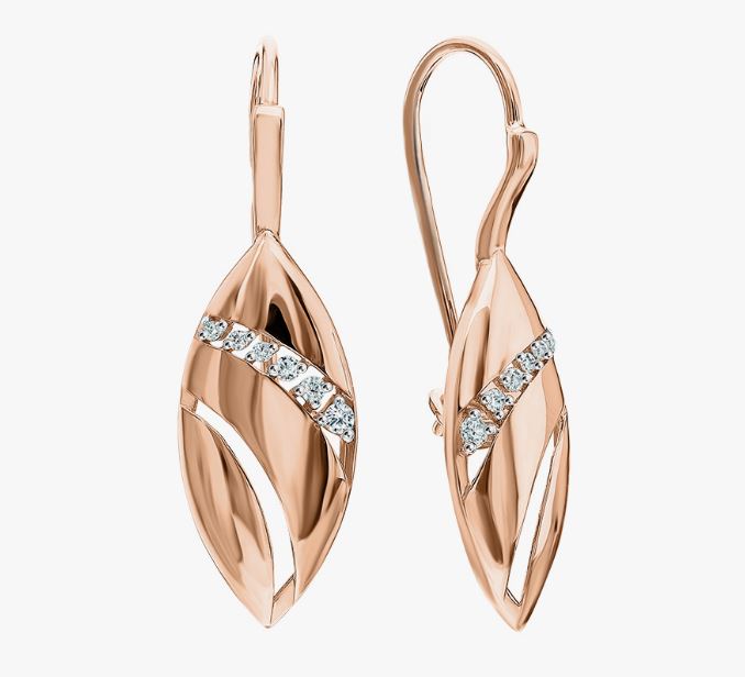 Серьги с фианитами из красного золота 585 40220600