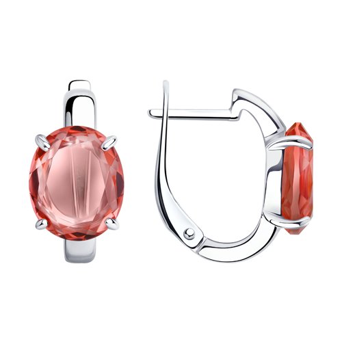 Серьги с морганитами из серебра 925 с родированием