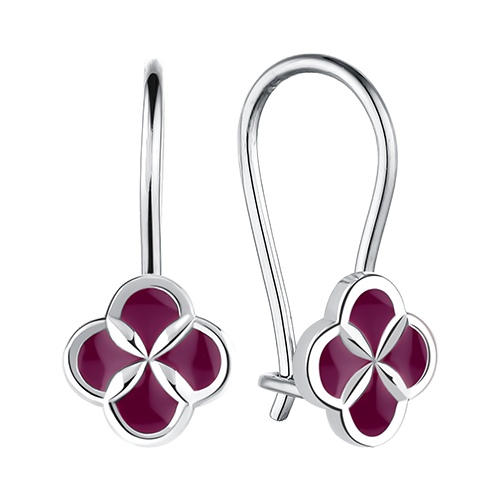 Серьги детские Клевер с эмалью из серебра 925 13-79-0000-60329