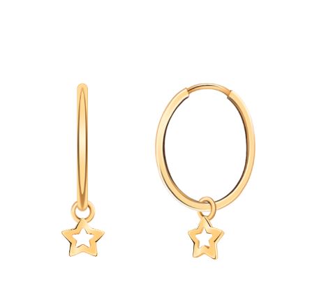 Серьги-конго Звезды из красного золота 585 21122-17