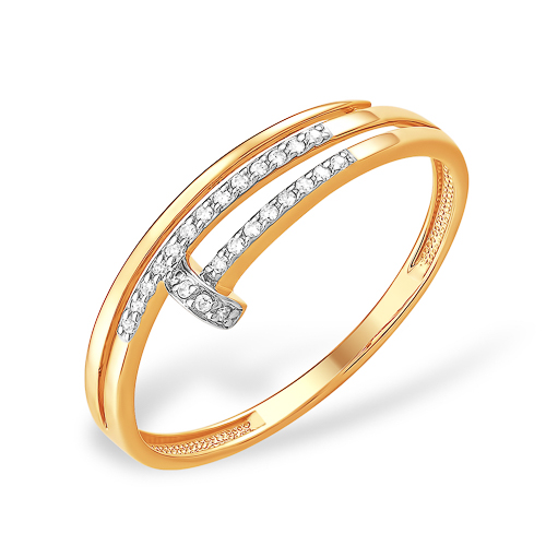 Кольцо Гвоздь с фианитами из красного золота 585 с родированием К13215313