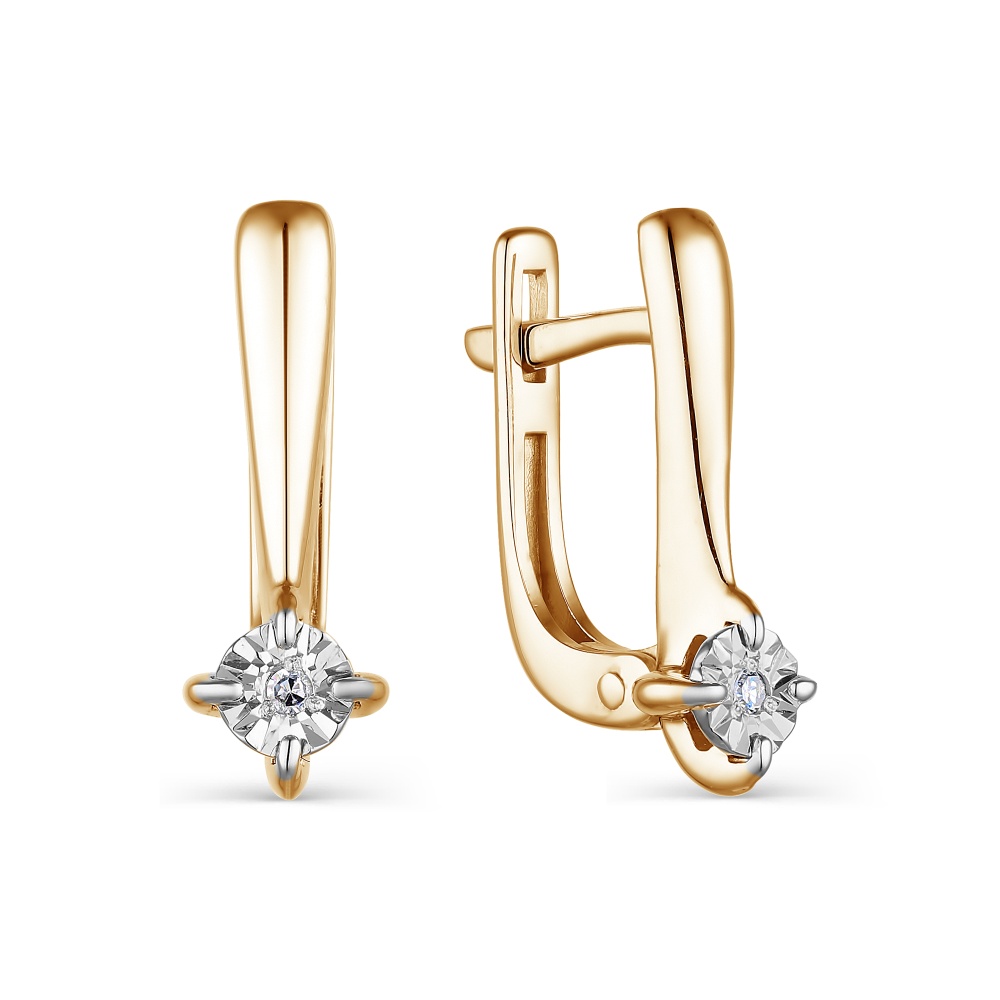 Серьги с бриллиантами из серебра 925 с золочением 02-1845/000Б-06
