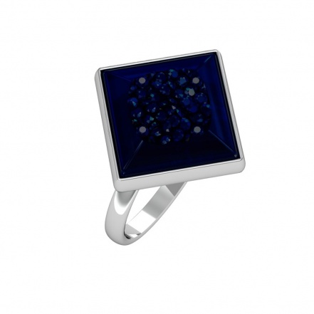 Кольцо с друзой агата из серебра 925 с родированием 201402 