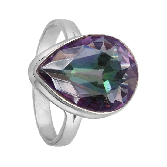 Кольцо с мистическим топазом из серебра 925 с родированием ИВКС37112Х16МТR1
