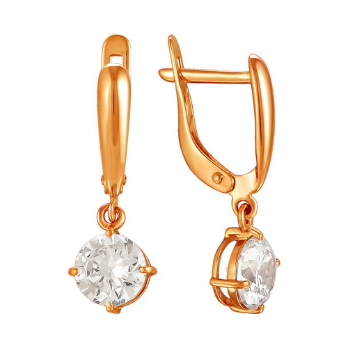 Серьги с фианитами из красного золота 585 2130607 1 1 10           