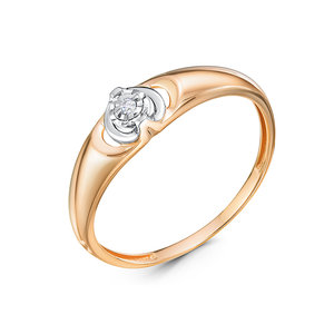 Кольцо с бриллиантом из красного золота 585 с родированием БР112279