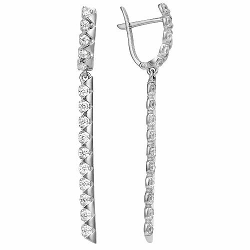 Серьги с фианитами из Серебра 925 пробы