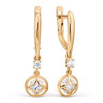 Серьги с фианитами из красного золота 585 Т102029786               