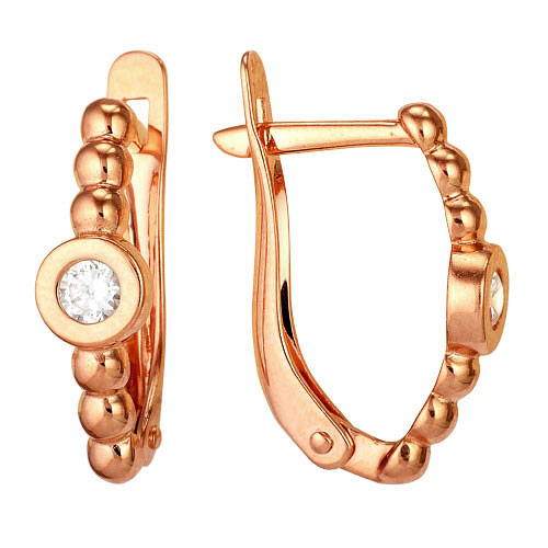 Серьги с фианитами из красного золота 585 2101207 1 1 10