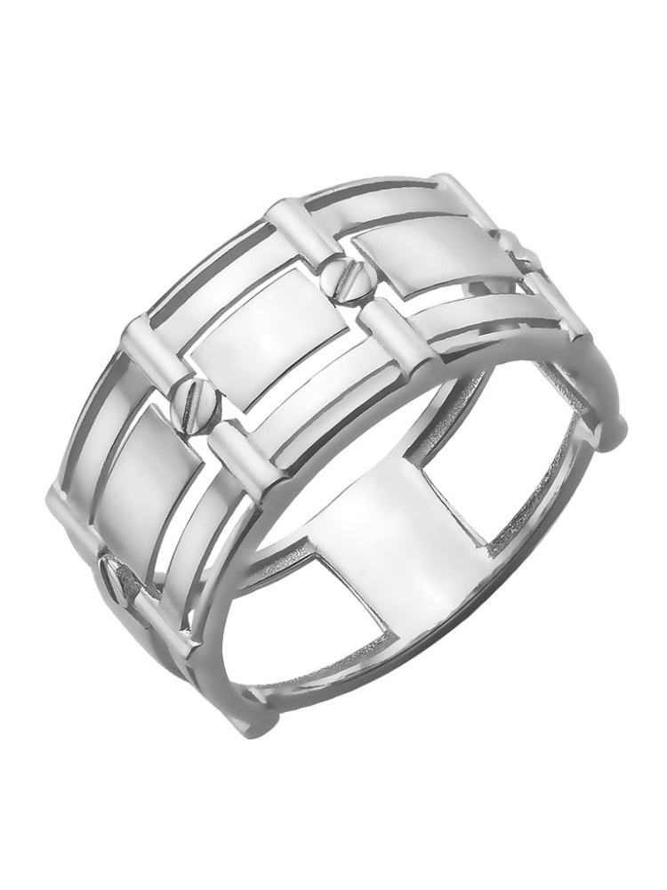 Кольцо без камней из серебра 925 с родированием