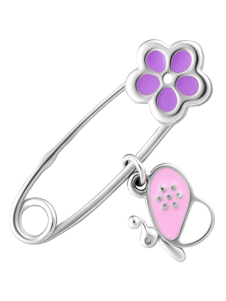 Булавка  с эмалью из серебра 925 с родированием