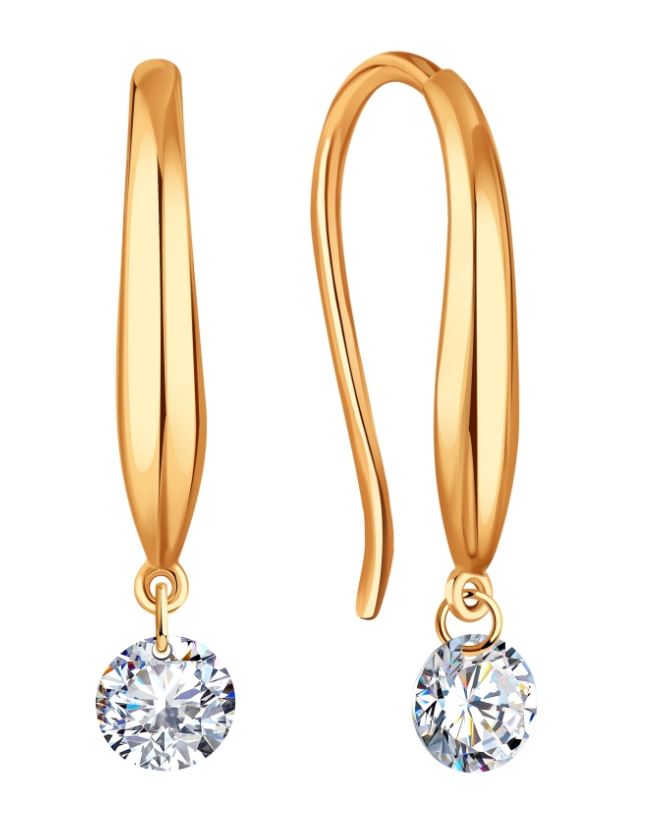 Серьги с фианитами из красного золота 585 Т10202В790