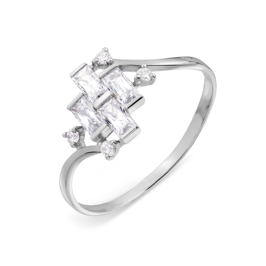 Кольцо с фианитами Swarovski из белого золота 585 с родированием