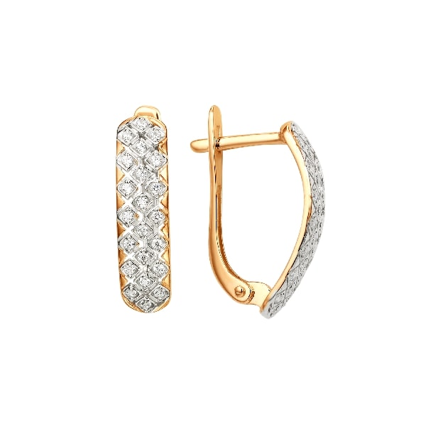 Серьги с фианитами из красного золота 585