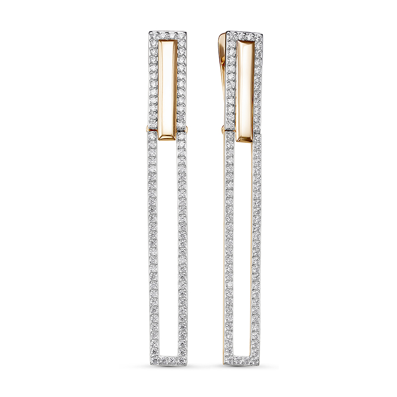 Серьги с фианитами из красного золота 585 1200314