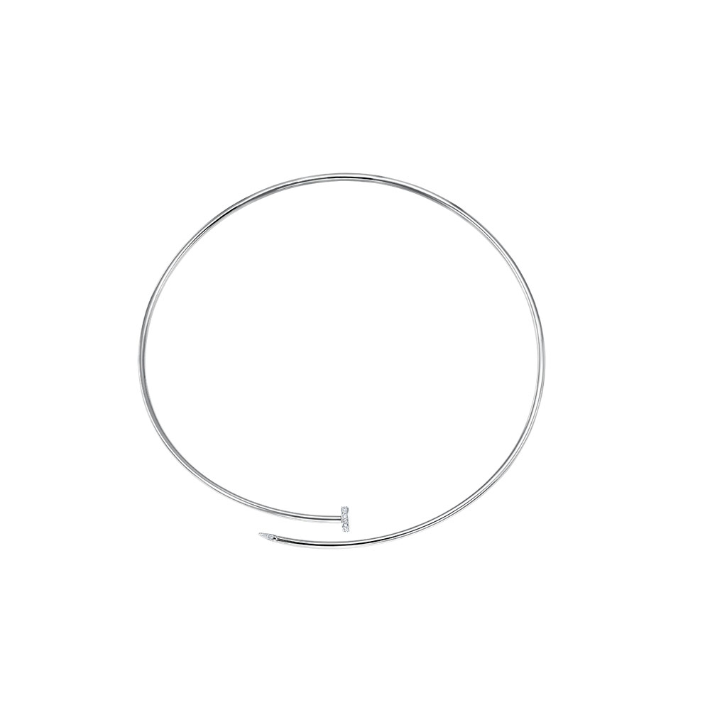 Колье Гвоздь с фианиами из серебра 925 с родированием с770029