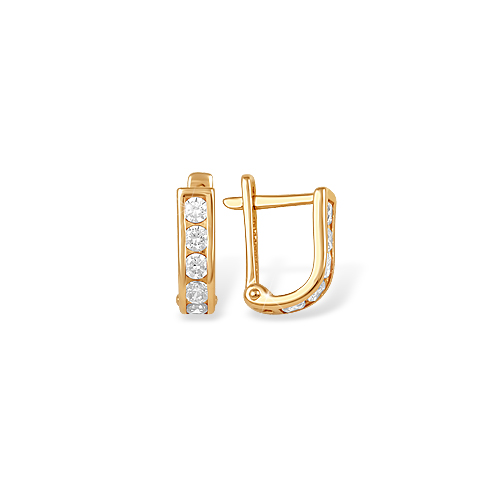 Серьги детские Дорожки с фианитами из красного золота 585 С1022662