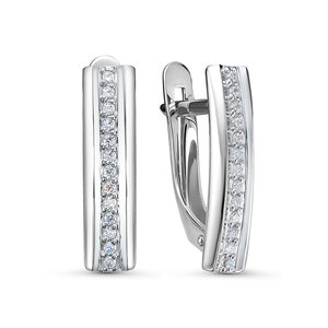 Серьги Дорожки с фианитами из белого золота 585 б1200928