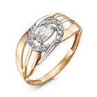 Кольцо с фианитами из красного золота 585 с родированием