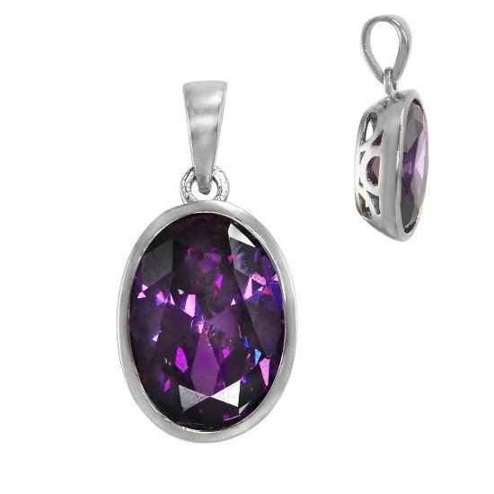 Подвеска с сиреневым фианитом из серебра 925 с родированием ТППН.785Ф6R