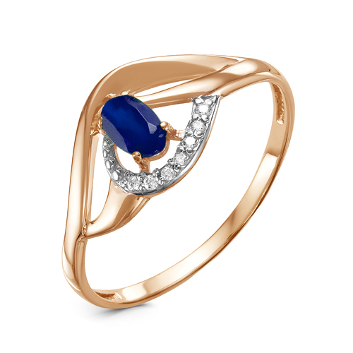 Кольцо с сапфиром гт  и фианитами из красного золота 585 1326107 1 18 1