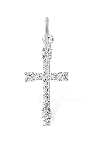 Крест декоративный с фианитами из серебра 925 с родированием 