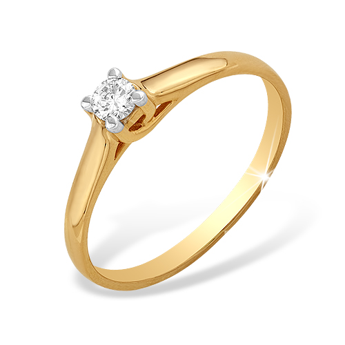 Кольцо с бриллиантом из красного золота 585