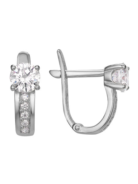 Серьги с фианитами из серебра 925 с родированием С-2768-Р                 