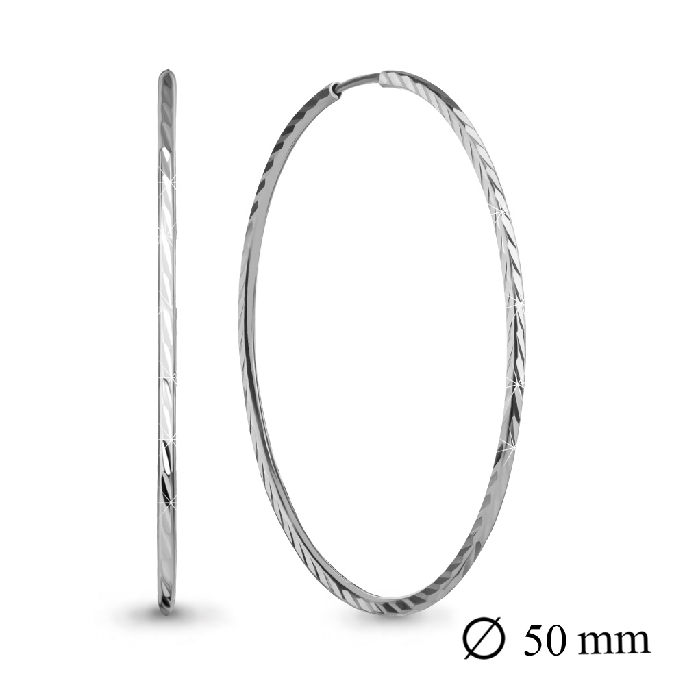 Серьги-конго с алмазной гранью из серебра 925 с родированием 32222р.5