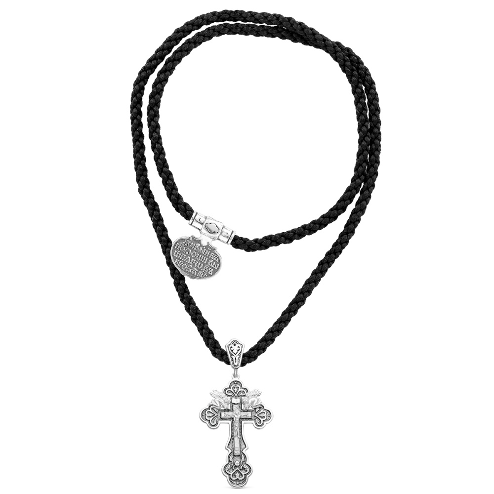 Крест на шнурке из серебра 925