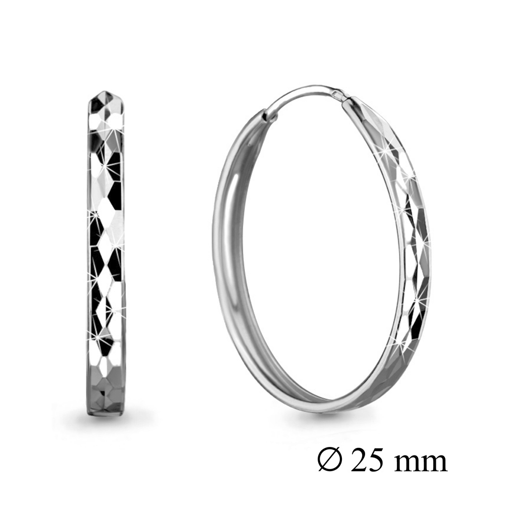 Серьги-конго с алмазной гранью из серебра 925 с родированием 32089.5