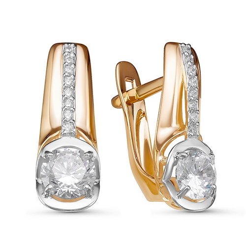 Серьги с фианитами из красного золота 585