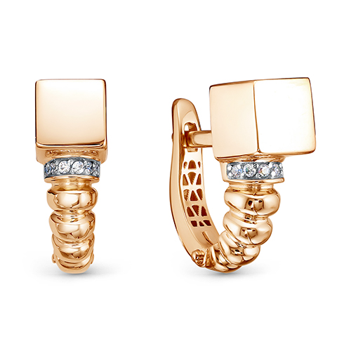 Серьги с фианитами из красного золота 585 10-20188_f-201