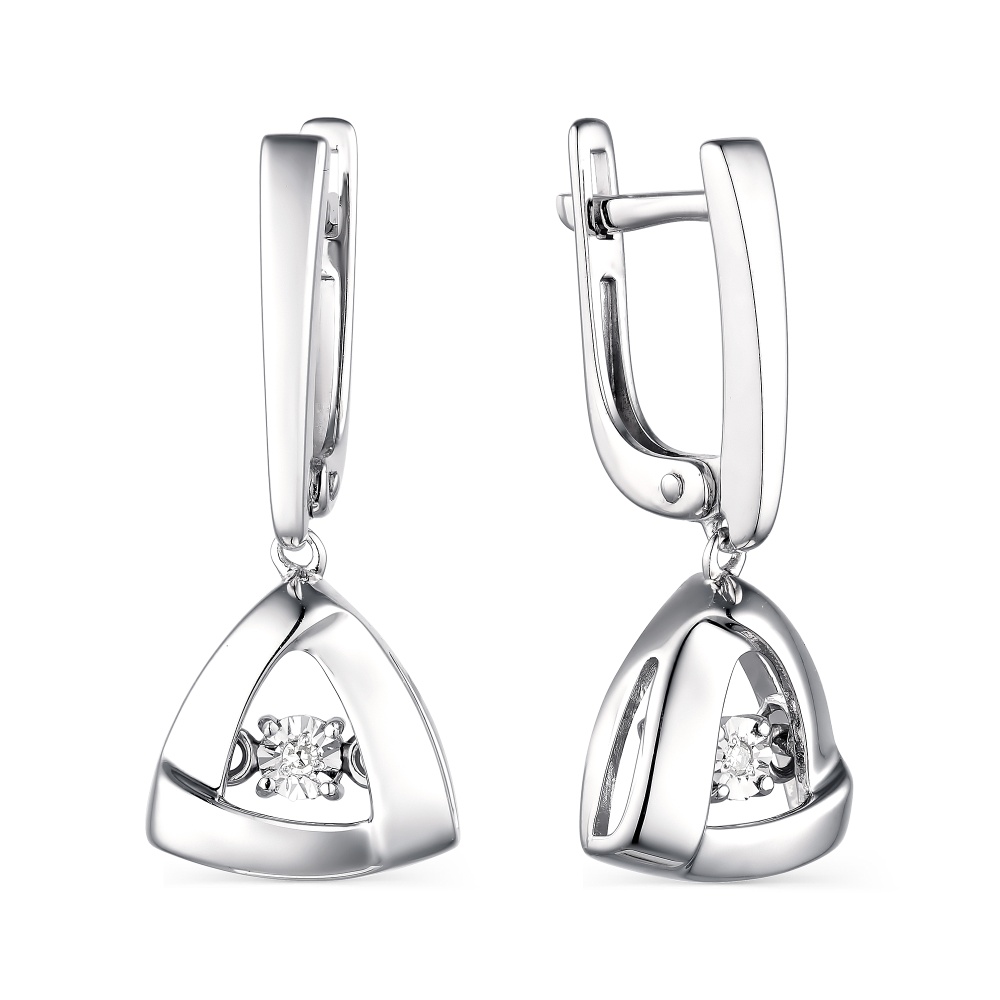 Серьги с танцующими бриллиантами из серебра 925 с родированием 02-1879/000Б-00