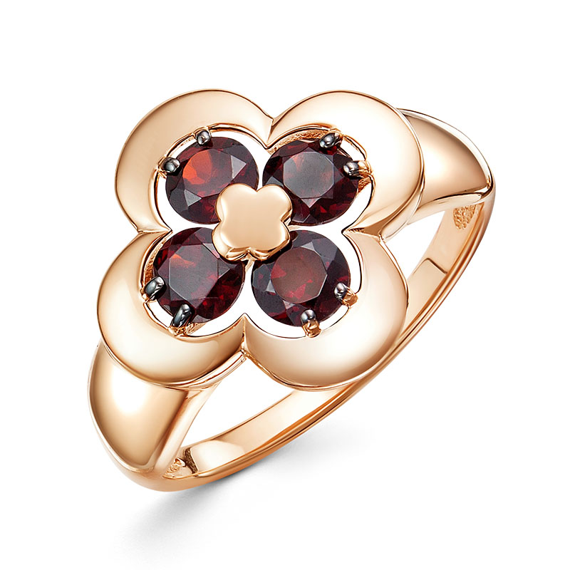 Кольцо с корунд рубином из красного золота 585