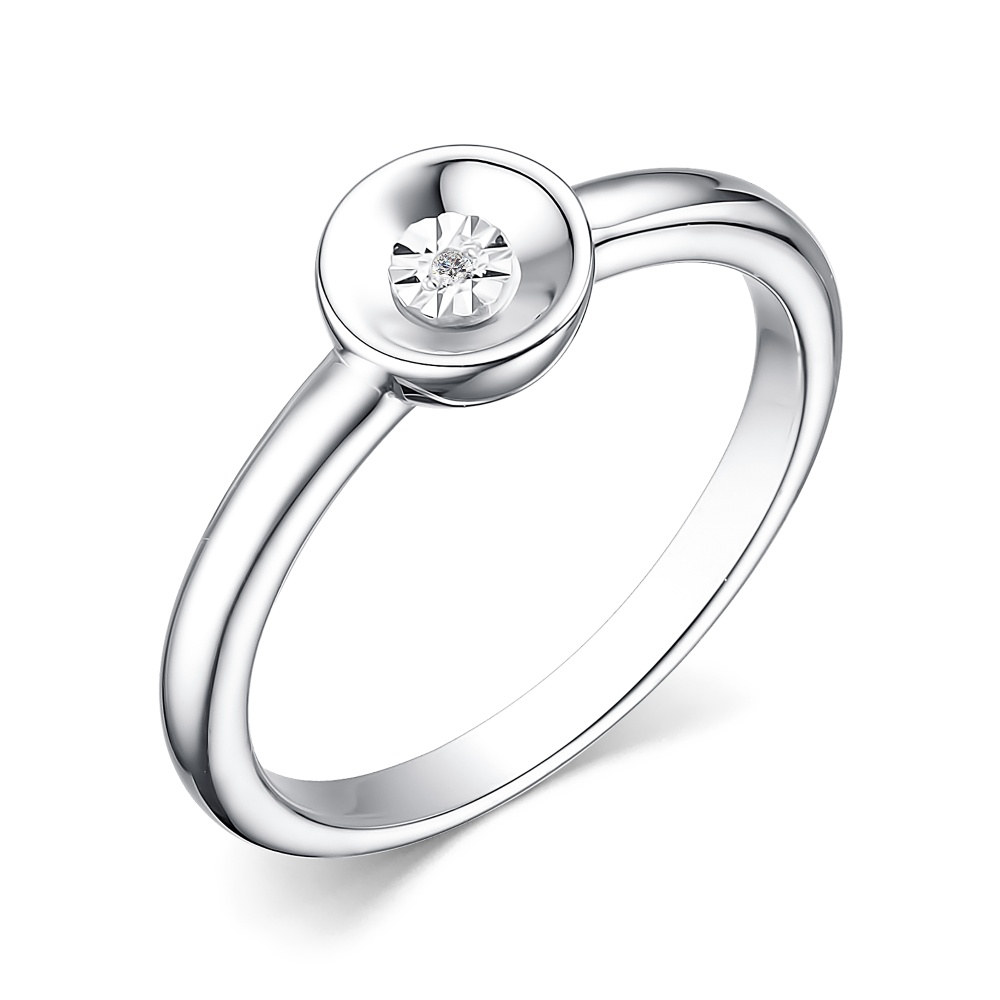 Кольцо с бриллиантом из серебра 925 с родированием