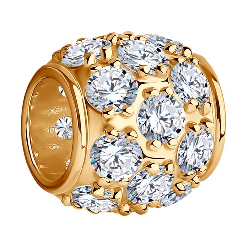 Подвеска шарм Бочонок с фианитами из серебра 925 с золочением 93030003                 