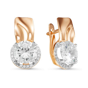 Серьги с фианитами из красного золота 585