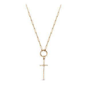 Колье Крест с фианитом из красного золота 585 0704394