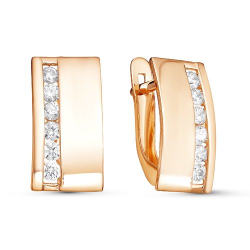 Серьги с фианитами из красного золота 585 124885