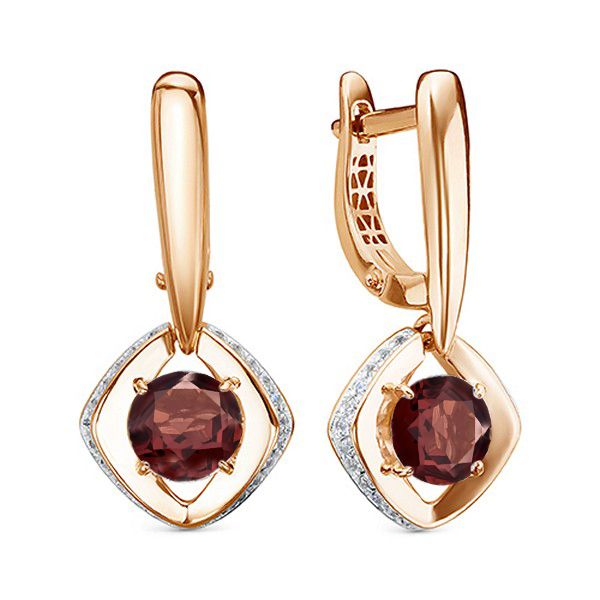 Серьги с гранатами и фианитами из красного золота 585 10-20225_gr-207