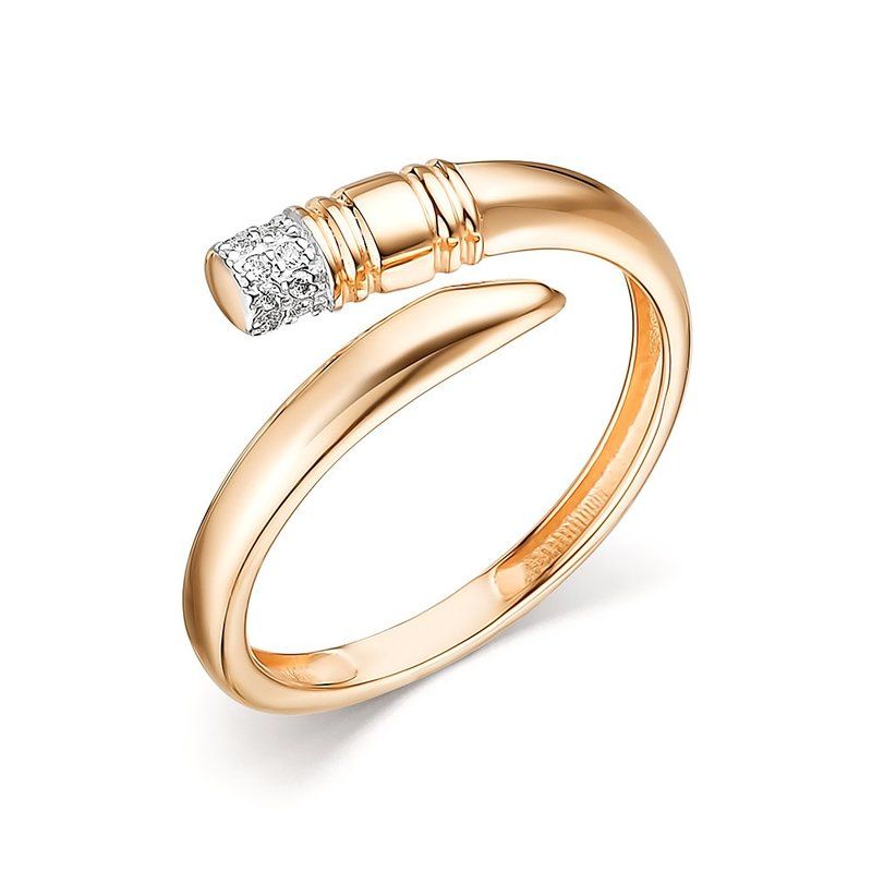 Кольцо Гвоздь с фианитами из красного золота 585 с родированием к4252