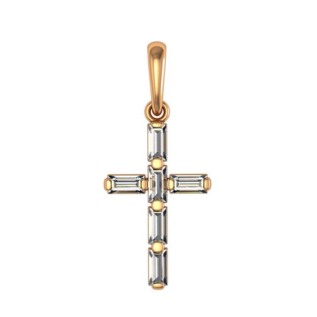Крест декоративный с фианитами из серебра 925 с золочением