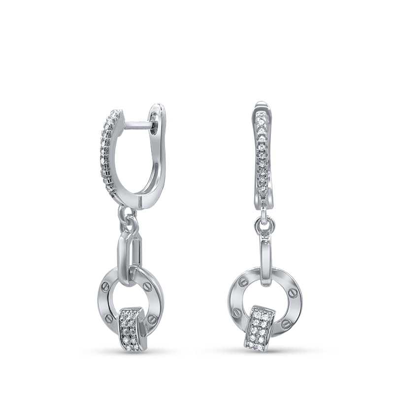 Серьги с цирконом из серебра 925 с родированием 22B12526-127