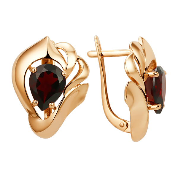 Серьги с корундами сапфира из красного золота 585