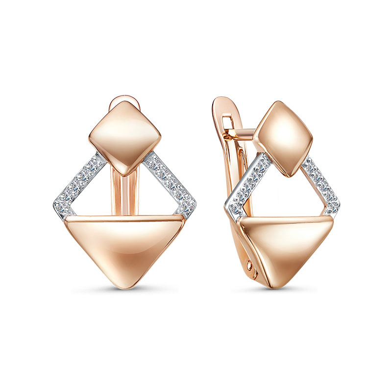 Серьги с фианитами из красного золота 585 2658107 1 1 1