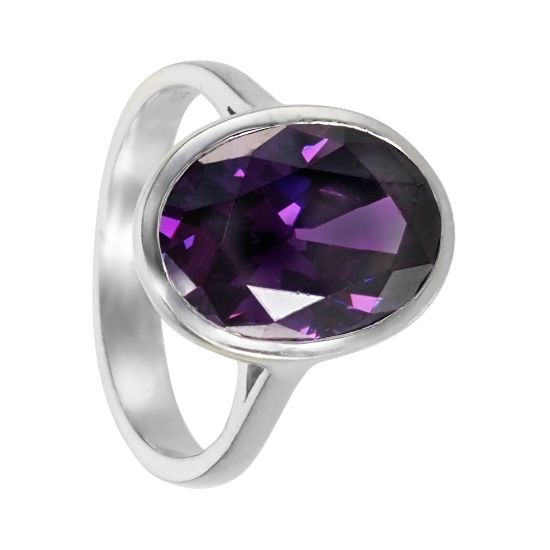 Кольцо с сиреневым фианитами из серебра 925 с родированием ТПКН.785Ф6R