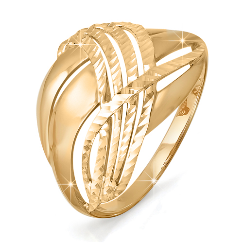 Кольцо с алмазной гранью из красного золота 585